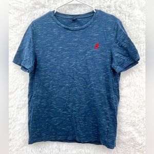 SHEIN Embroidered Elk Blue Shirt Size Small